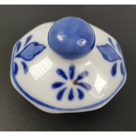 1950's Nantucket Chinese Porcelain Blue White Floral Teapot Octagon Shape w/Lid - Picture 16 of 16